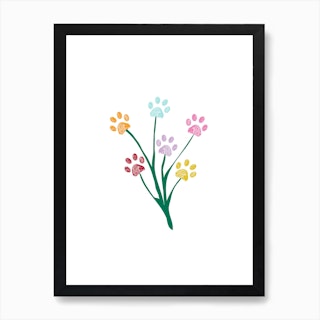 Colorful Paws Flower Art Print