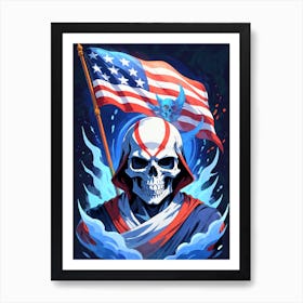 American Flag Floral Face Evil Death Skull (32) Art Print