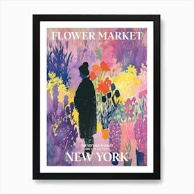 Vintage Flower Market Painting New York Art Print