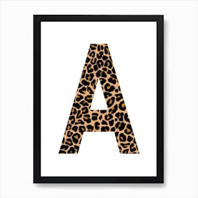 Leopard Print Letter A Initial Art Print