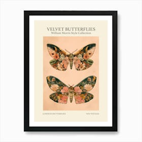 Velvet Butterflies Collection Luminous Butterflies William Morris Style 4 Affiche