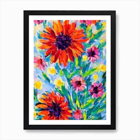 Gazania Floral Print Abstract Block Colour 1 Flower Art Print