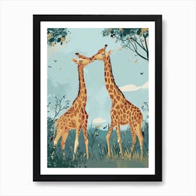 Giraffes In Love Modern Illustration 1 Art Print