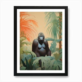 Gorilla 2 Tropical Animal Portrait Art Print