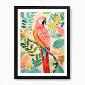Pink Scandi Macaw 1 Art Print