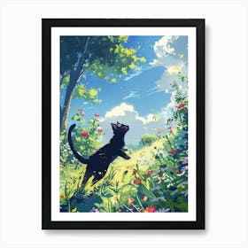 Cat In The Meadow Art Print