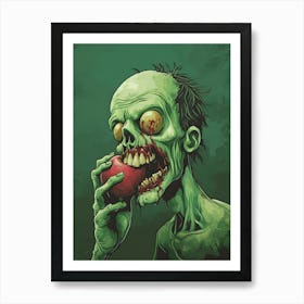 Scary Zombie Eating An Apple 11 Art Print