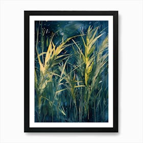 Wheat Field At Night Art Print