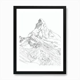 Huascaran Peru Line Drawing 7 Art Print