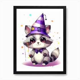 Cute Kawaii Cartoon Raccoon 29 Art Print