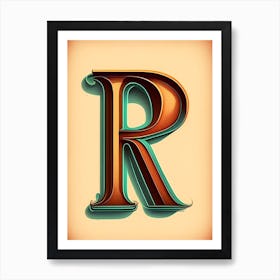 R, Letter, Alphabet Retro Drawing 1 Art Print
