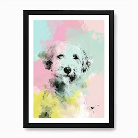 Pastel Curly Dog Line Illustration 1 Art Print
