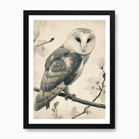 Barn Owl Vintage Illustration 3 Art Print