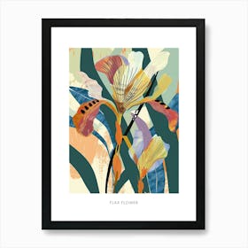 Colourful Flower Illustration Poster Flax Flower 4 Art Print