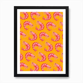 Troupe Of Shrimps Orange Art Print