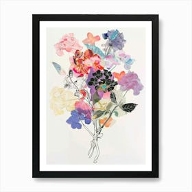 Hydrangea 2 Collage Flower Bouquet Art Print