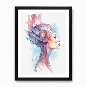 Elegant cyberpunk woman Art Print