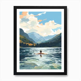 Wild Swimming At Lake District Cumbria Art Print