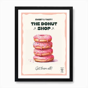 Stack Of Strawberry Donuts The Donut Shop 3 Art Print