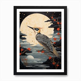 Woodpecker 1 Gold Detail Painting Art Print