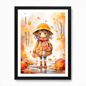 Cute Autumn Fall Scene 24 Art Print