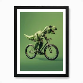Dinosaur Riding A Bike 2 Art Print