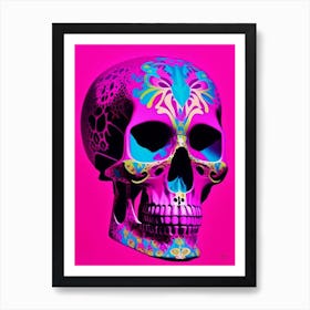 Skull With Psychedelic Patterns Pink Matisse Style Art Print