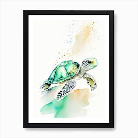 Hatching Sea Turtle, Sea Turtle Minimalist Watercolour 1 Art Print