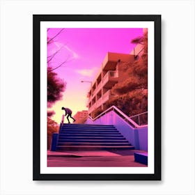 Skateboarding In Melbourne, Australia Futuristic 2 Art Print