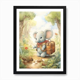 Elephant Painting Traveling Watercolour 3  Art Print