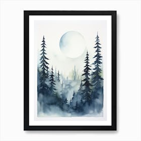 Watercolour Of Hoh Rainforest   Washington Usa 3 Art Print