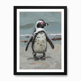 African Penguin Cooper Bay Oil Painting 1 Art Print