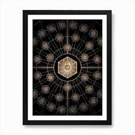 Geometric Glyph Radial Array in Glitter Gold on Black n.0035 Art Print