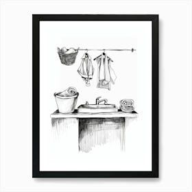 Wash Day Sketch  Art Print