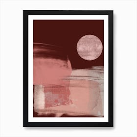 Abstract Maroon Pink With Disc Art Print