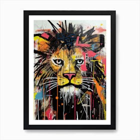 Lion in Basquiat style Art Print