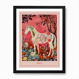 Floral Animal Painting Horse 2 Poster Art Print