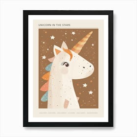 Unicorn With The Stars Muted Mocha Pastels 1 Poster Art Print