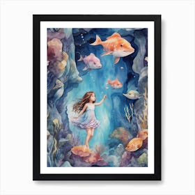 Absolute Reality V16 Dreamlike Underwater Adventure Watercolor 1 Art Print