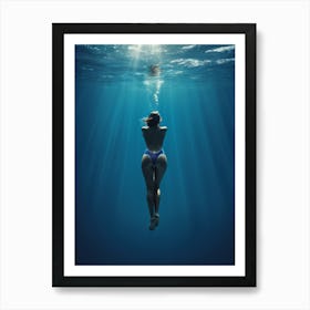 Underwater Woman In Bikini Art Print