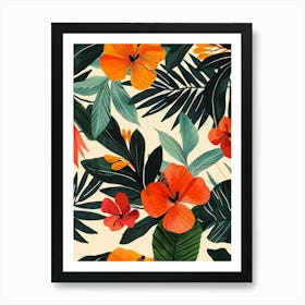 Botanical Tropical Leaves Groovy 19 Art Print