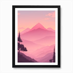 Misty Mountains Vertical Background In Pink Tone 13 Art Print