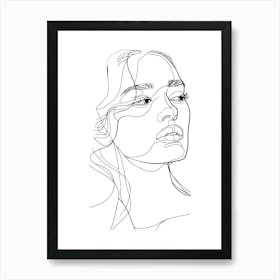 Woman'S Face Minimalist One Line Illustration 1 Art Print
