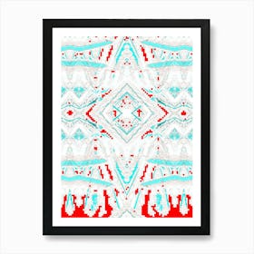 Red And White Aztec Pattern Art Print