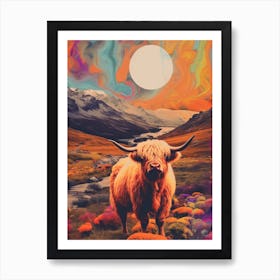 Highland Cattle Space Collage 4 Art Print