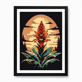 Red Ginger Flower 2 Art Print