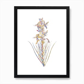 Stained Glass Yellow Asphodel Mosaic Botanical Illustration on White Art Print