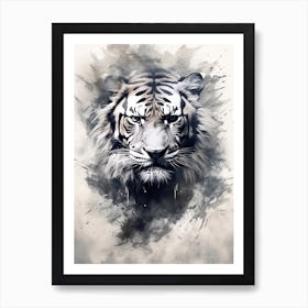 Tiger Art In Ink Wash Painting Style 3 Art Print