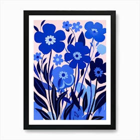 Blue Flower Illustration Forget Me Not 4 Art Print