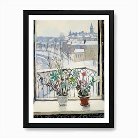 The Windowsill Of Edinburgh   Scotland Snow Inspired By Matisse 4 Art Print